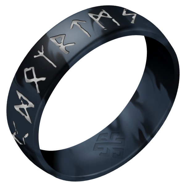Silver Runes Silicone Ring on Arc 6mm