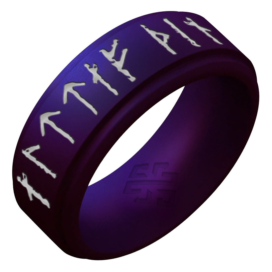 Yours Always Viking Ring - Rune Engraved on Rise Ring with Silver Inlay