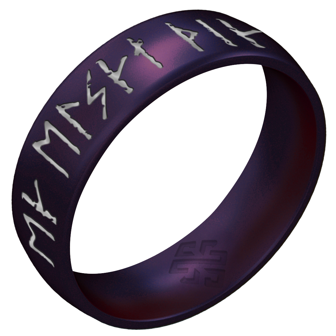 I Love You Viking Ring - Rune Engraved Arc 6mm with Silver Inlay