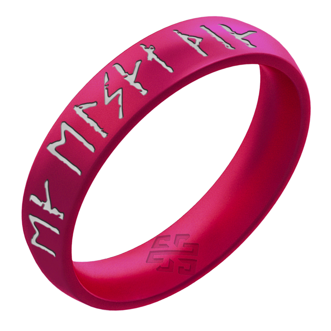 Silver I Love You Viking Ring Rune on Arc 4mm