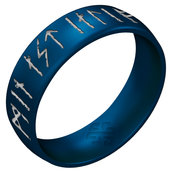 My Love Forever Viking Ring - Rune Engraved Arc 6mm with Silver Inlay