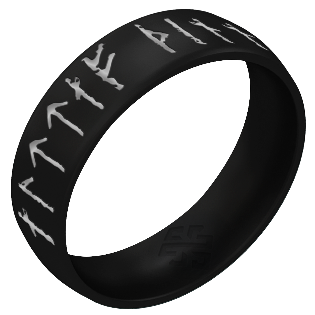 Yours Always Viking Ring - Rune Engraved Arc 6mm with Silver Inlay