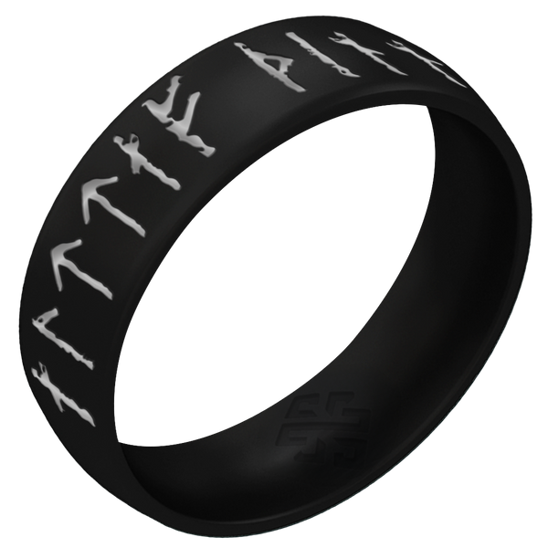 Yours Always Viking Ring - Rune Engraved Arc 6mm with Silver Inlay