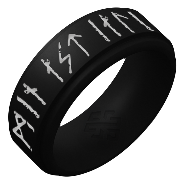 My Love Forever Viking Ring - Rune Engraved on Rise Ring with Silver Inlay