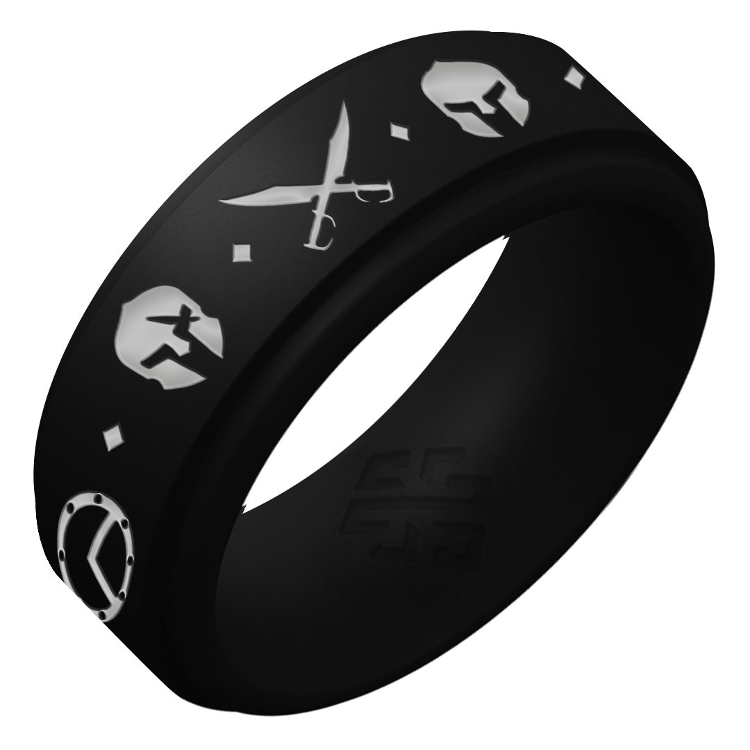 Silver Spartan Silicone Ring on Rise 8mm