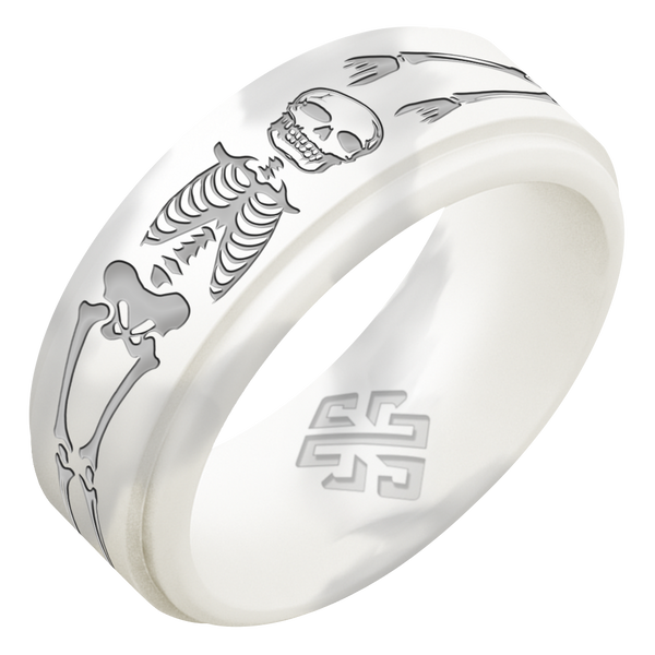 Silver Skeleton Silicone Ring for Men on Rise 8mm