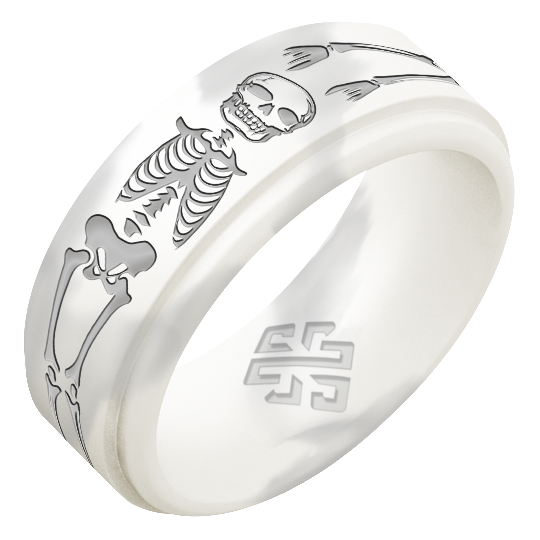 Silver Skeleton Silicone Ring for Men on Rise 8mm