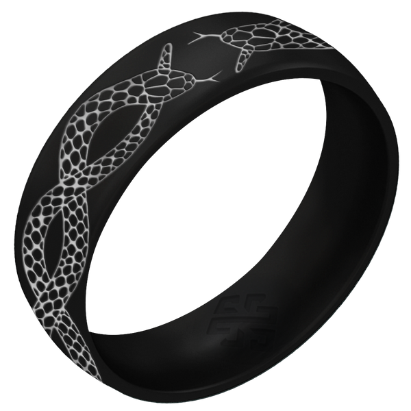 Silver Snake Silicone Ring, Arc 6mm Engraved