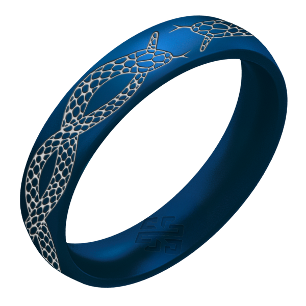 Silver Snakes Silicone Ring, Arc 4mm Engraved