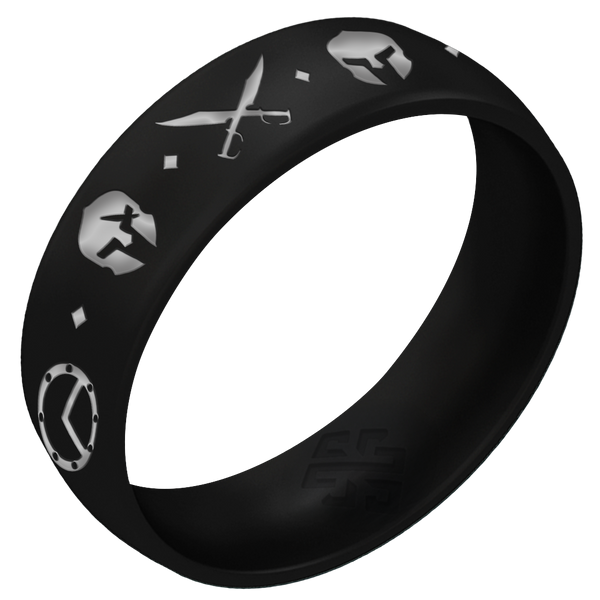 Silver Spartan Warrior Silicone Ring on Arc 6mm