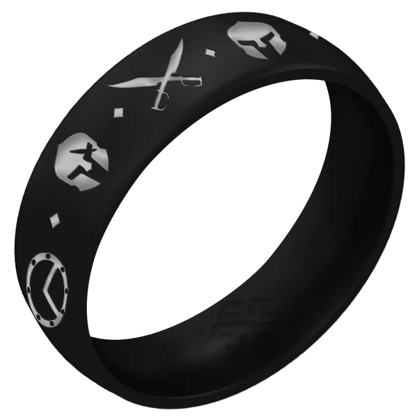 Silver Spartan Warrior Silicone Ring on Arc 6mm