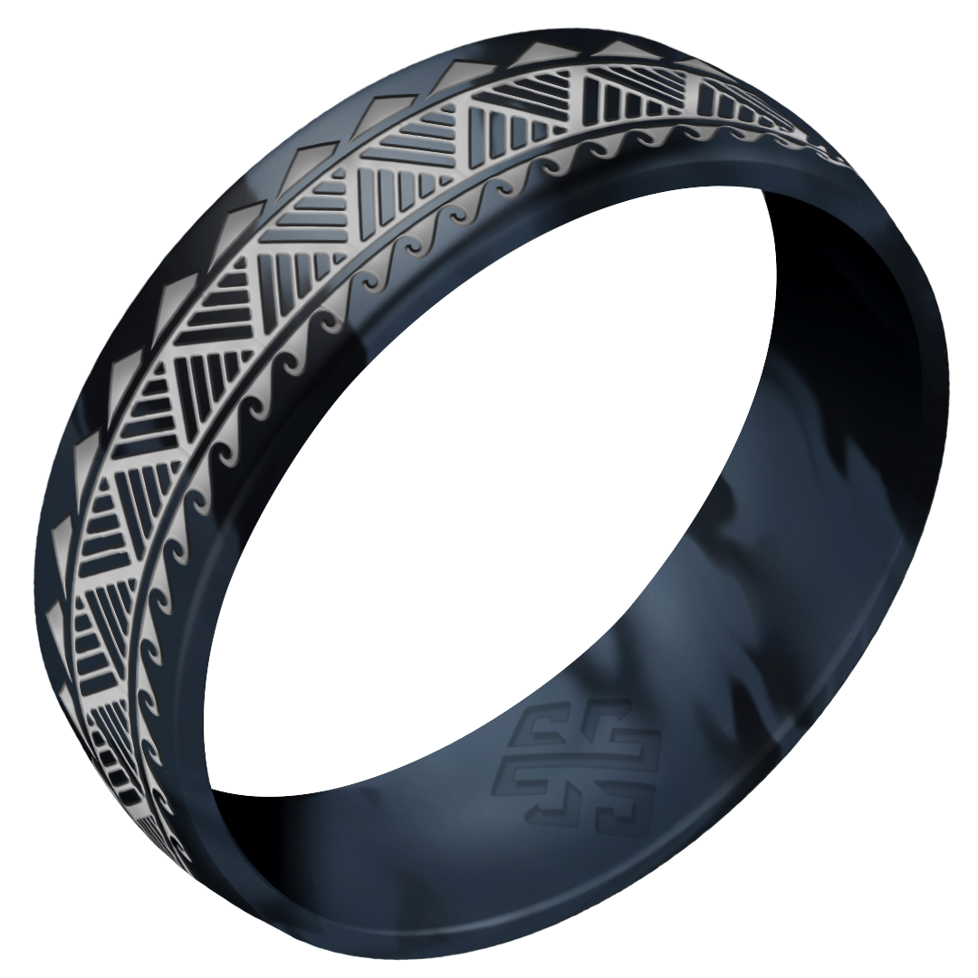 Silver Warrior of Strength Shark Teeth Silicone Ring on Arc 6mm