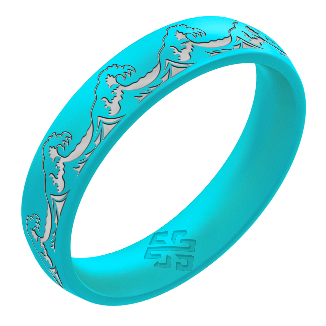 Silver Waves Silicone Ring on Arc 4mm