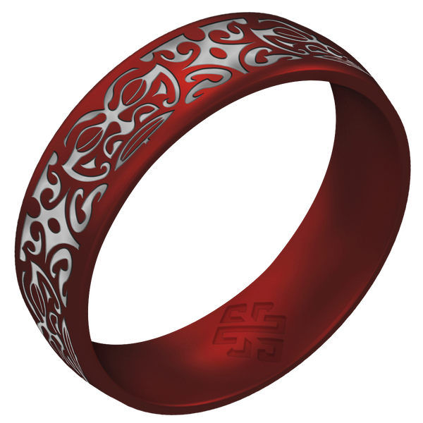Silver Warrior of Wisdom Tiki God Silicone Ring on Arc 6mm