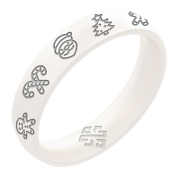 Silver Xmas Motifs Silicone Ring on Arc 4mm