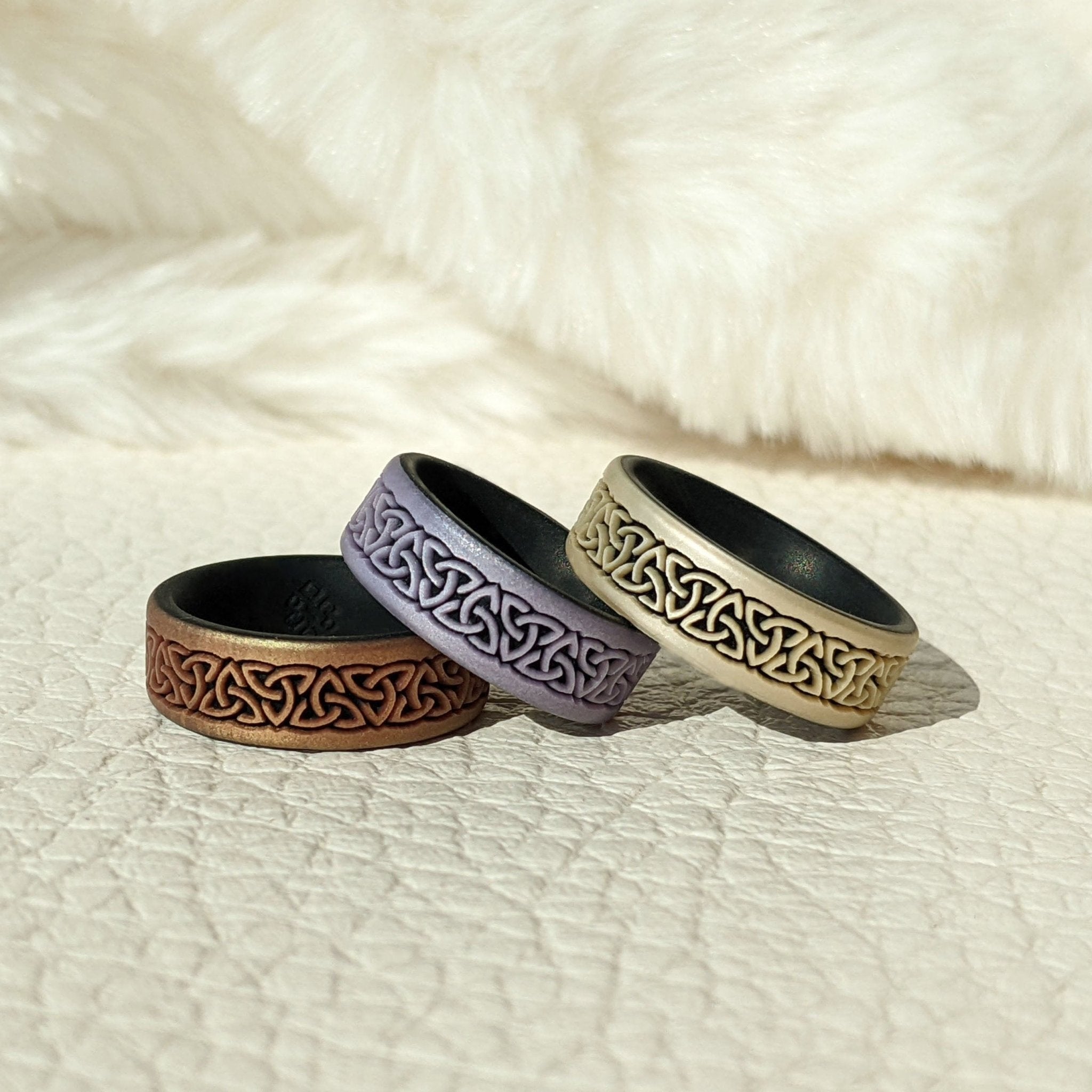 Trinity Band Silicone Ring - Engraved Dual Layer