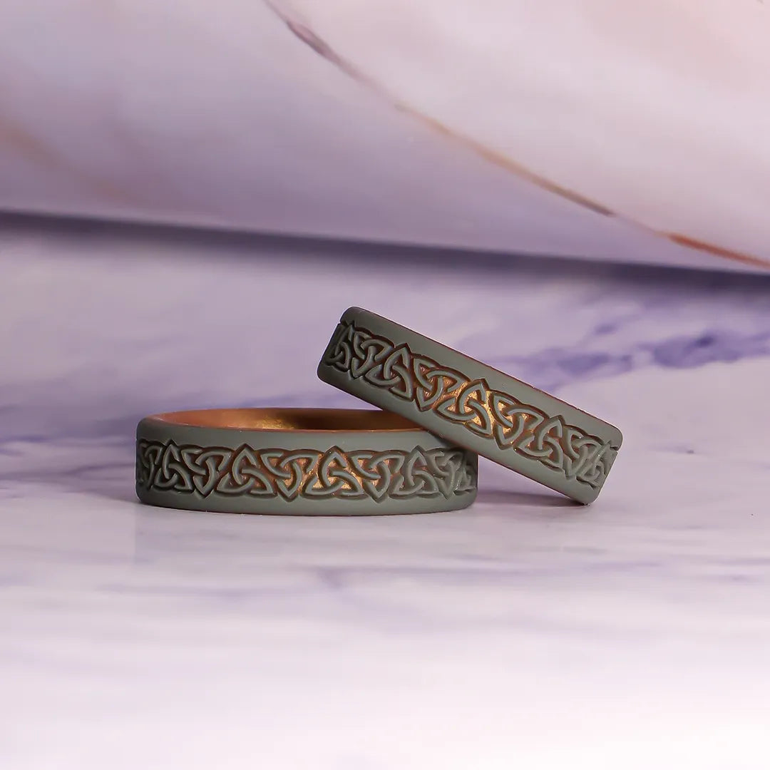 Trinity Silicone Ring on Sage Gold Dual Layer 6mm