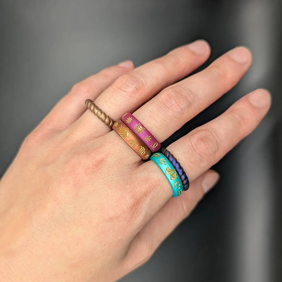 Gemini Moon Silicone Ring with Gold Inlay