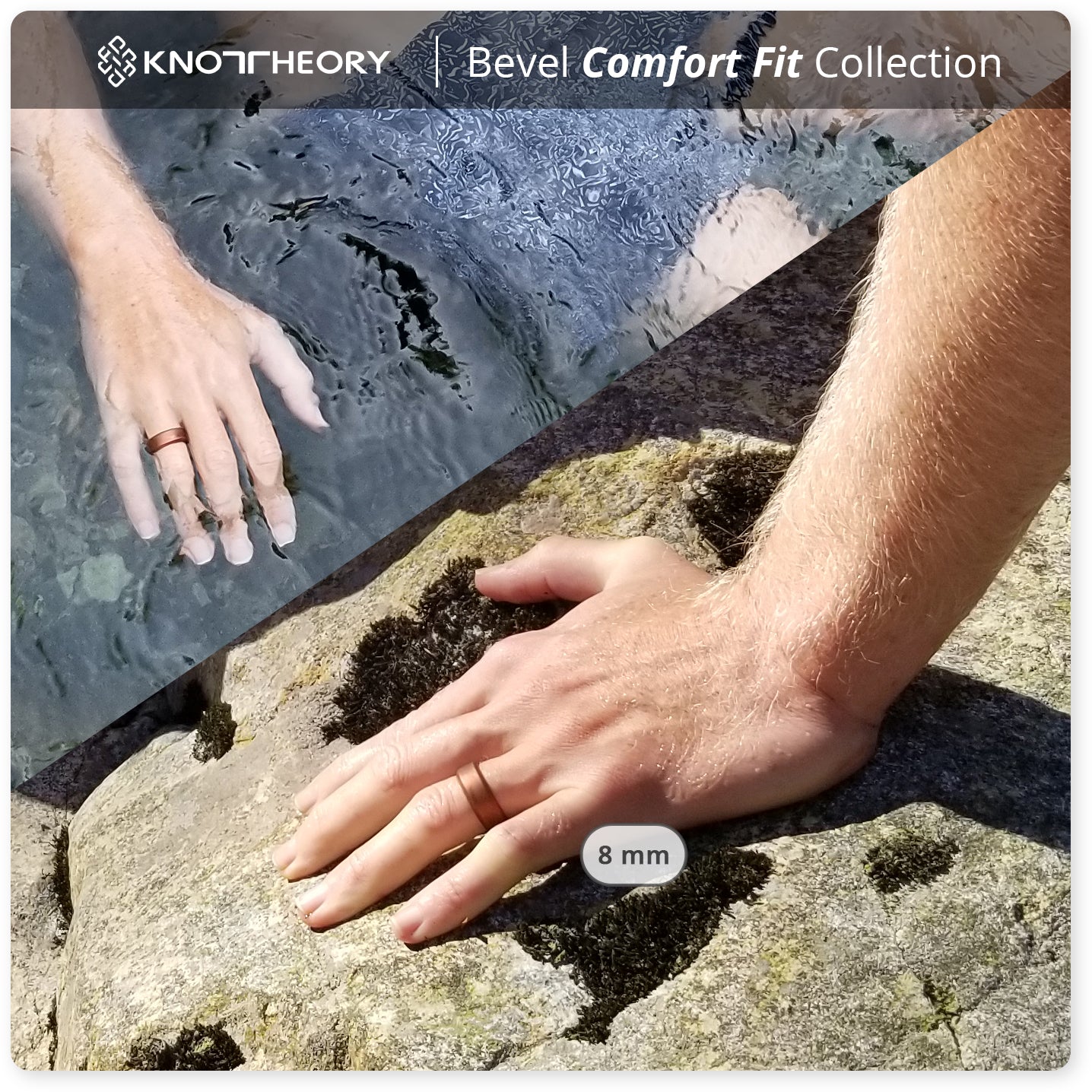 Aged Copper Bevel Edge Breathable Silicone Ring For Men and Women - Knot Theory