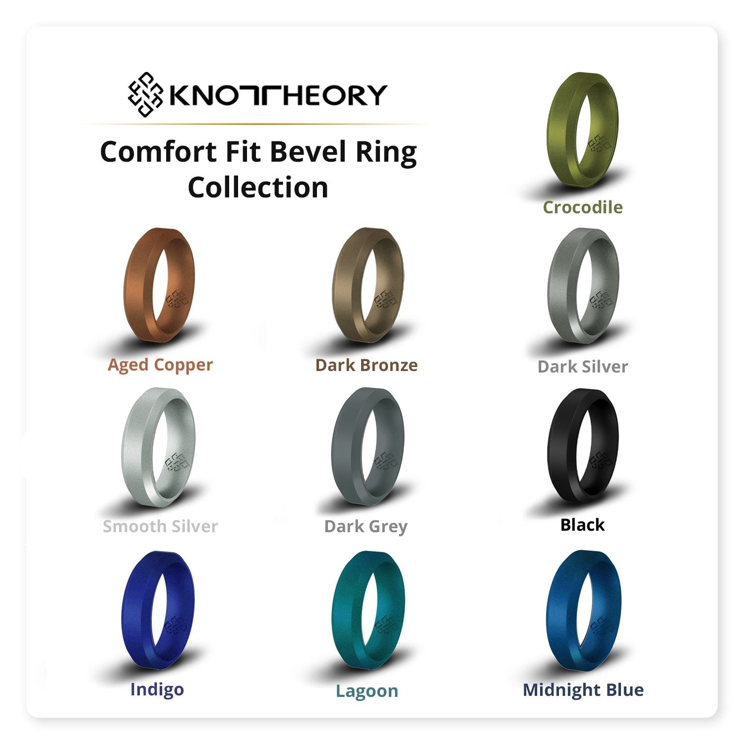 Aged Copper Bevel Edge Breathable Silicone Ring For Men and Women - Knot Theory