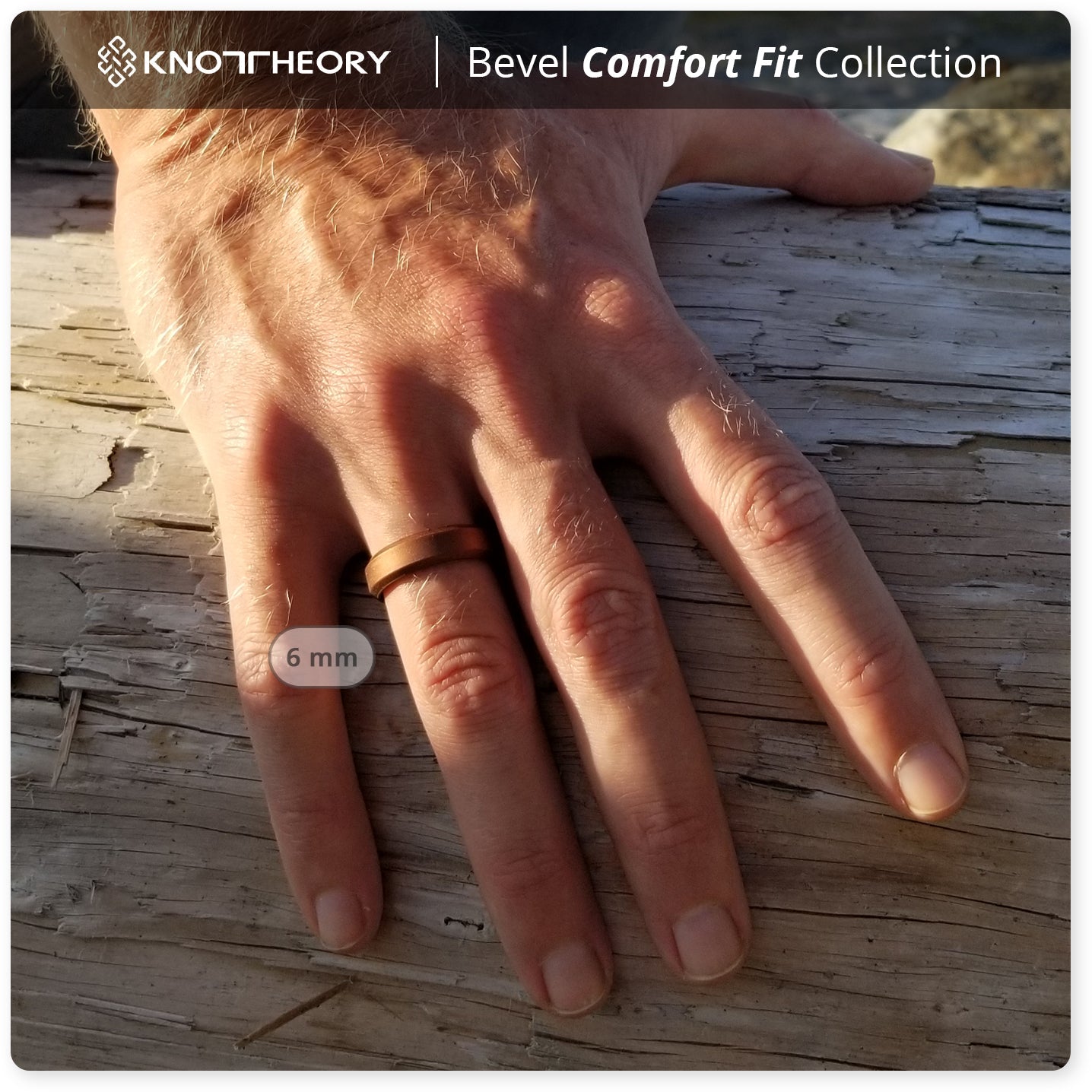 Aged Copper Bevel Edge Breathable Silicone Ring For Men and Women - Knot Theory