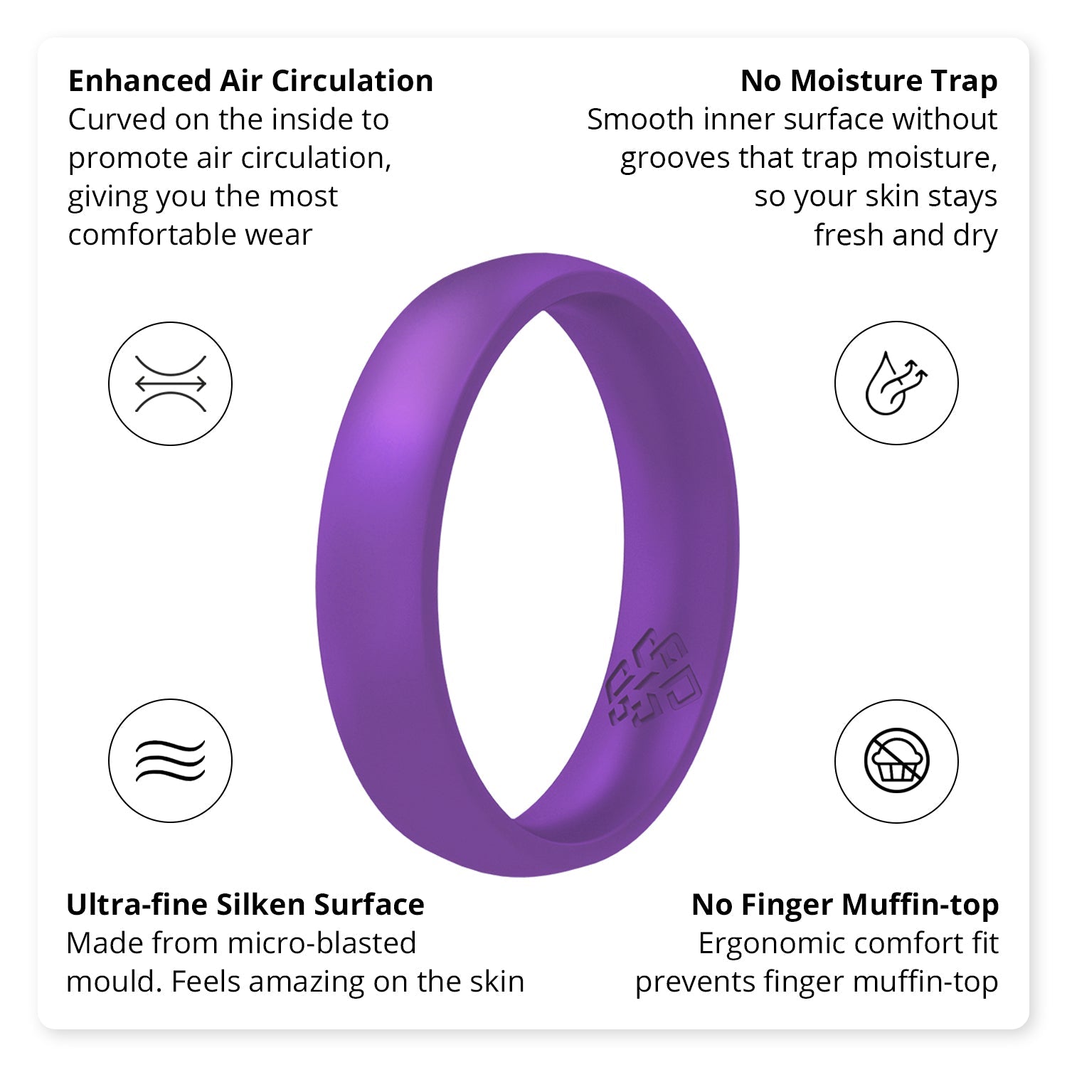 Amethyst Purple Breathable Pearly Silicone Ring for Women - Knot Theory