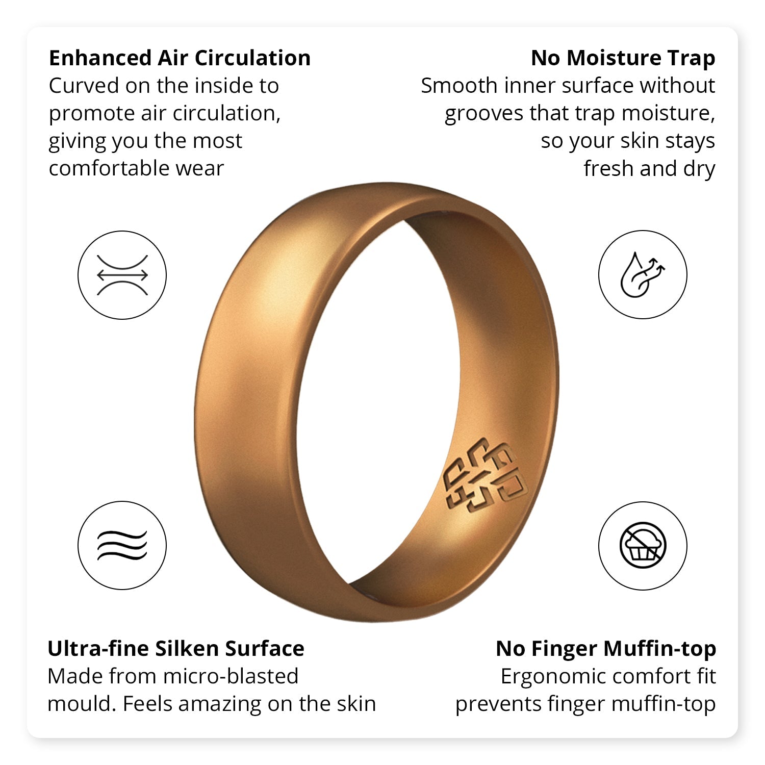 Antique Gold Breathable Silicone Ring For Men and Women - Knot Theory