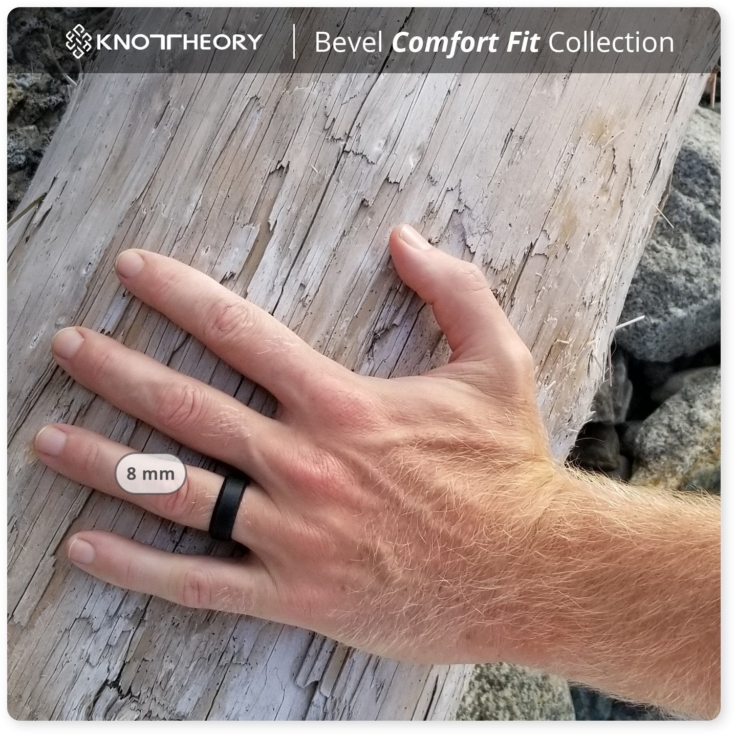 Black Bevel Edge Breathable Silicone Wedding Ring For Men and Women - Knot Theory