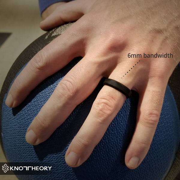 Black Bevel Edge Breathable Silicone Wedding Ring For Men and Women - Knot Theory