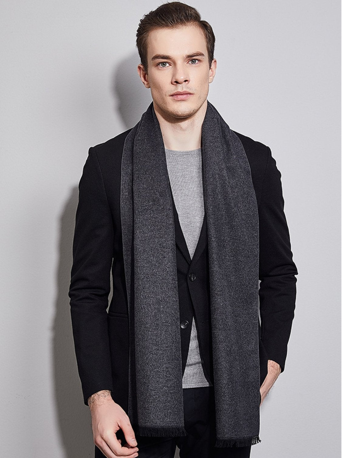 Black Grey Eco Scarf - Softer than Cashmere 100% Silk - Knot Theory
