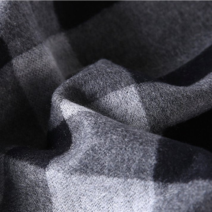Black Grey Tartan Eco Scarf - Softer than Cashmere 100% Silk - Knot Theory