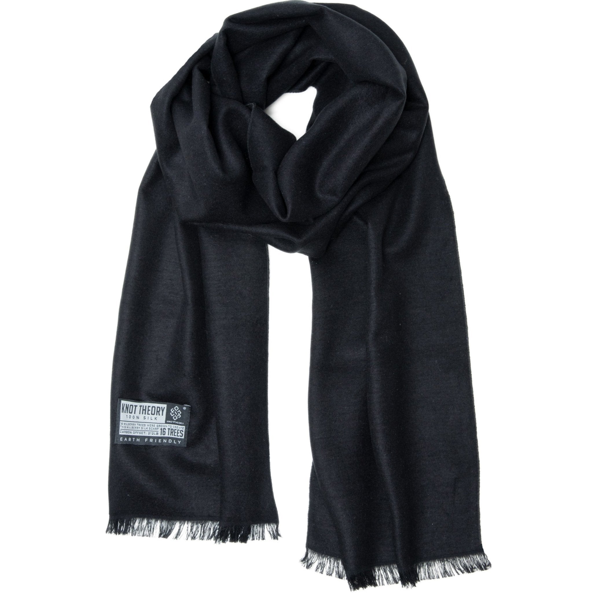 Black Silk Eco Scarf - Softer than Cashmere 100% Silk - Knot Theory