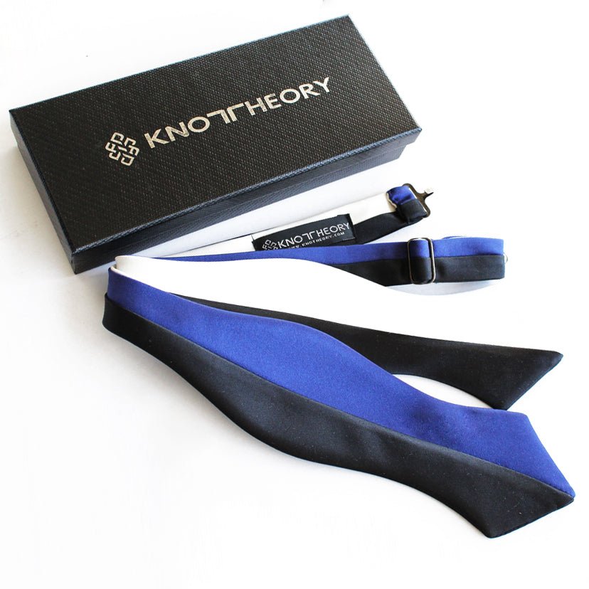 Black White Blue Diamond Point Bow Tie - Knot Theory