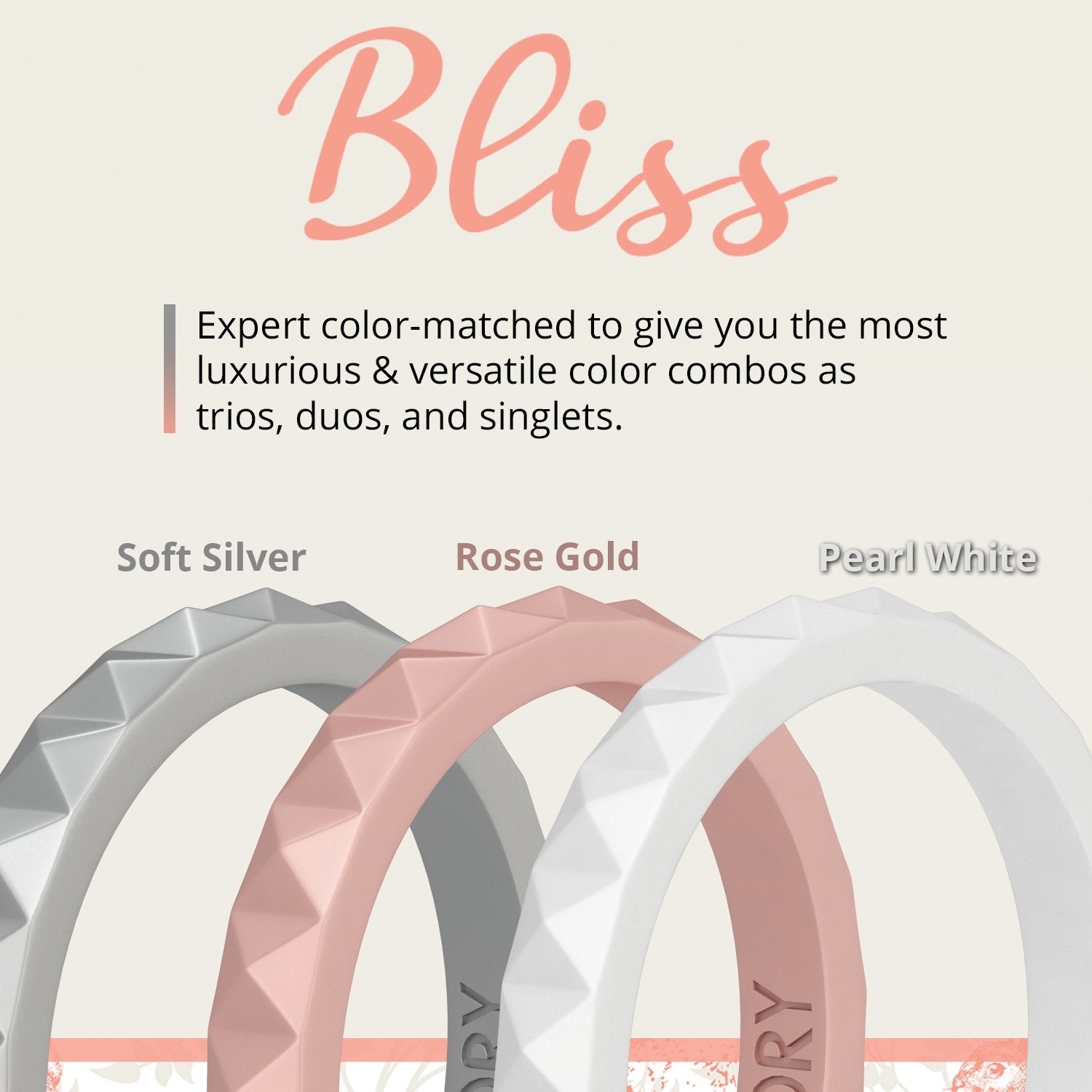BLISS Stackable Silicone Wedding Rings for Women in Rose Gold