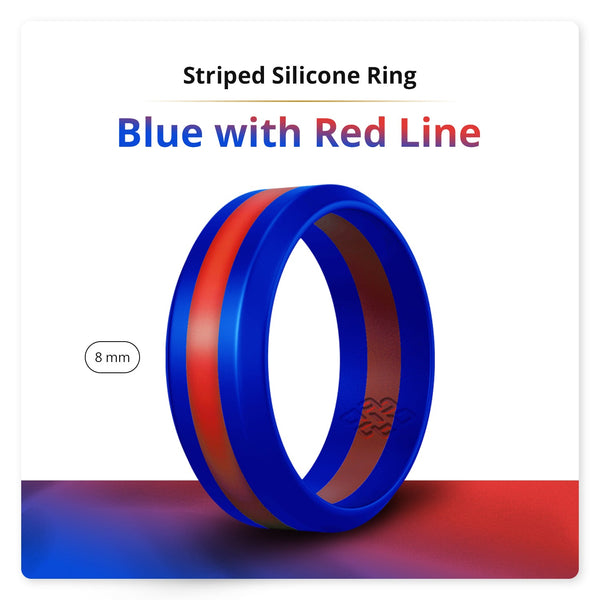 Blue and Red Stripe Silicone Ring For Men and Women - Knot Theory
