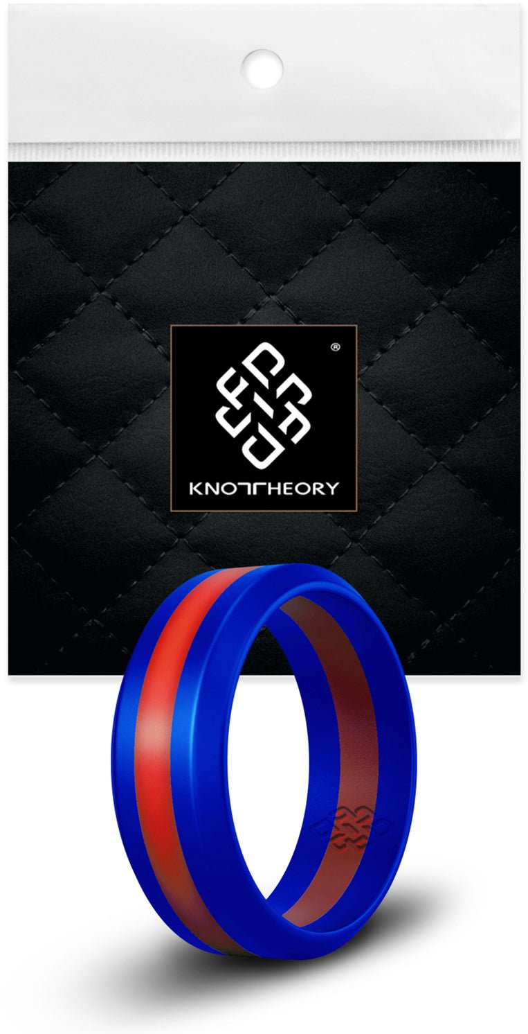 Blue and Red Stripe Silicone Ring For Men and Women - Knot Theory