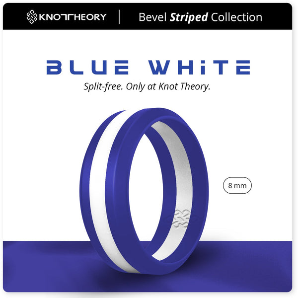 Blue and White Stripe Silicone Ring for Men - Knot Theory