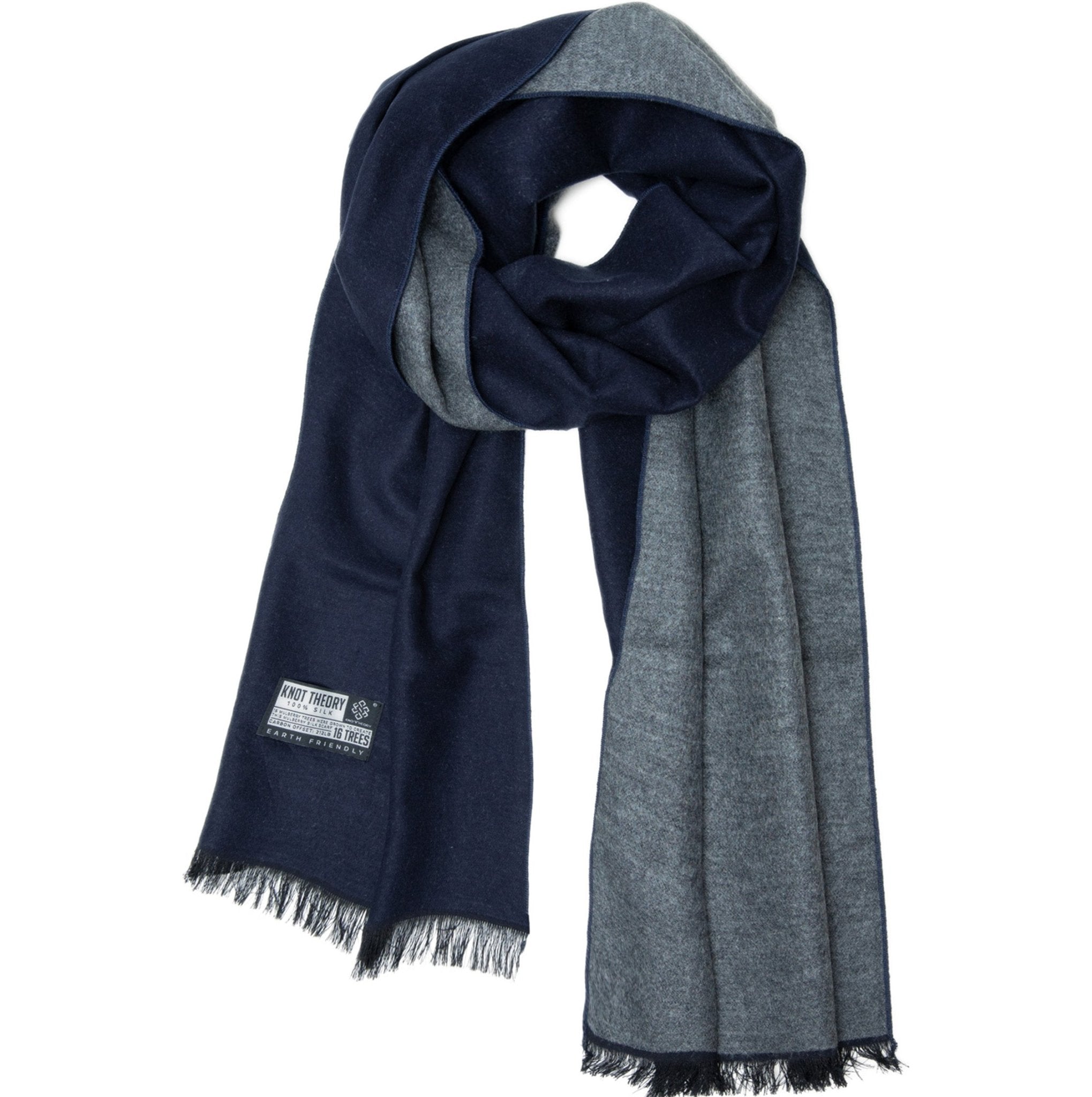 Blue Grey Eco Silk Scarf - Softer than Cashmere 100% Silk - Knot Theory