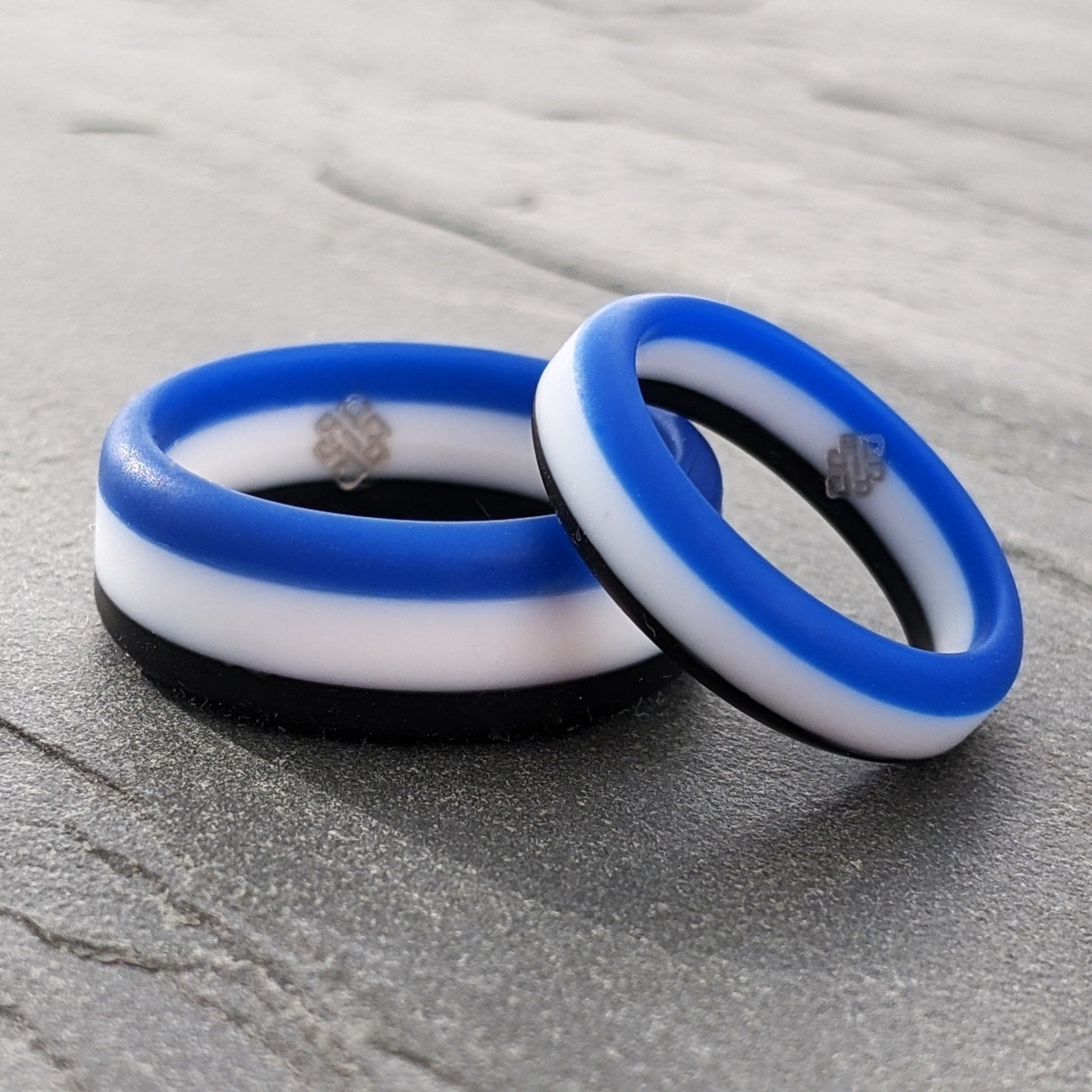Blue White Black Stripe Silicone Ring for Men and Women - Knot Theory