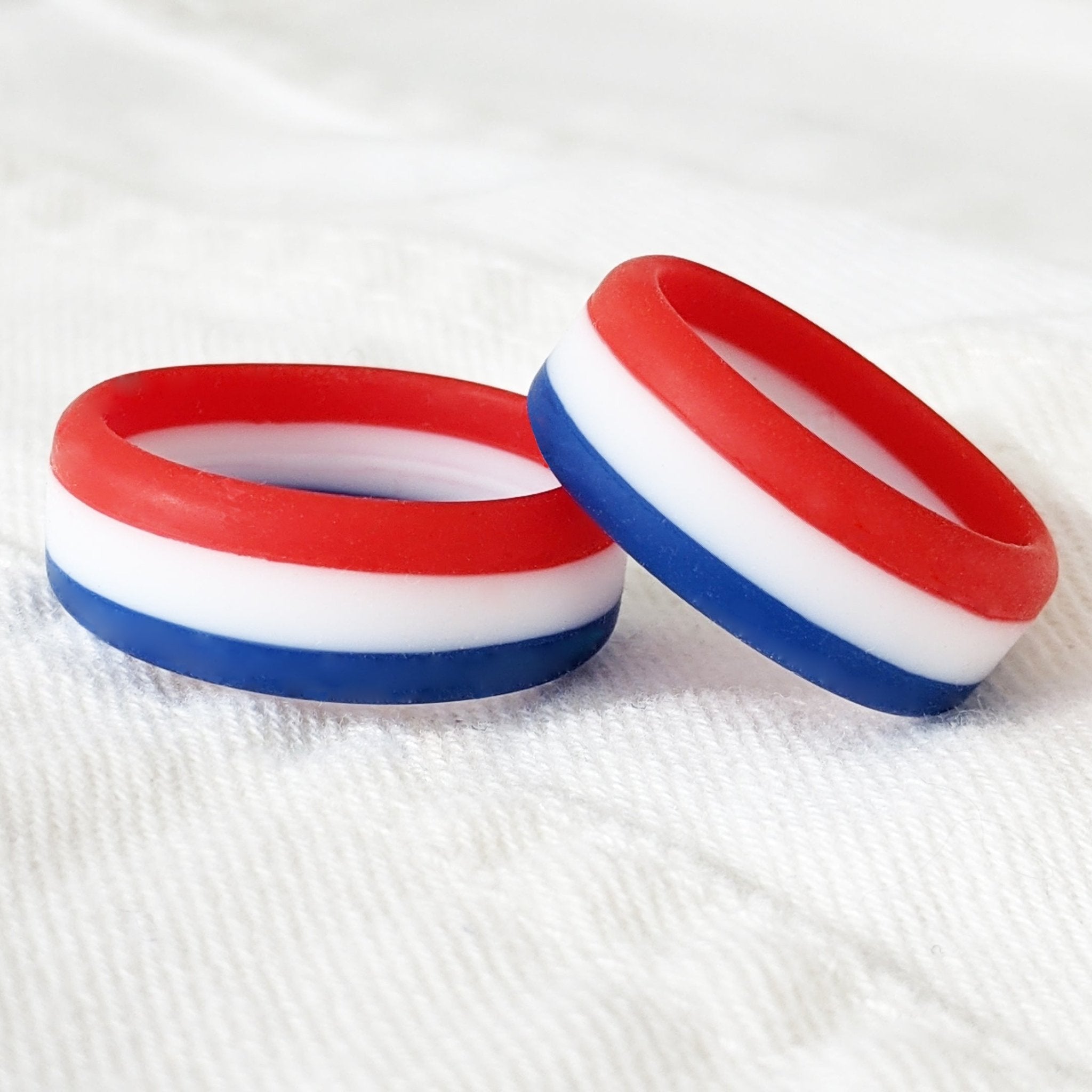 Blue White Red Stripe Silicone Ring - Knot Theory