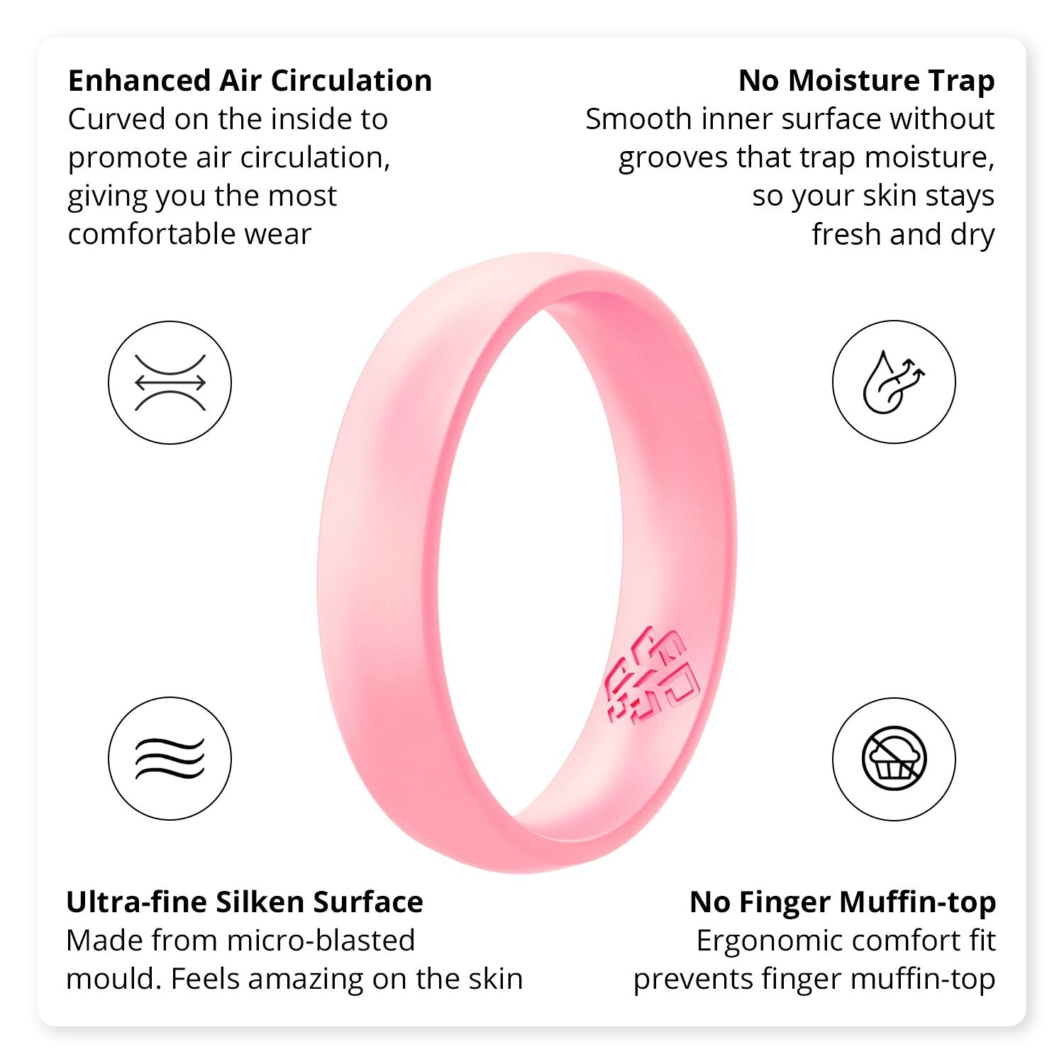 Blush Rose Gold Breathable Silicone Ring For Women - Knot Theory