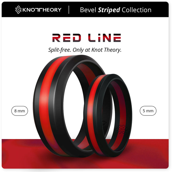 Bright Red Stripe Silicone Ring For Men and Women - Knot Theory