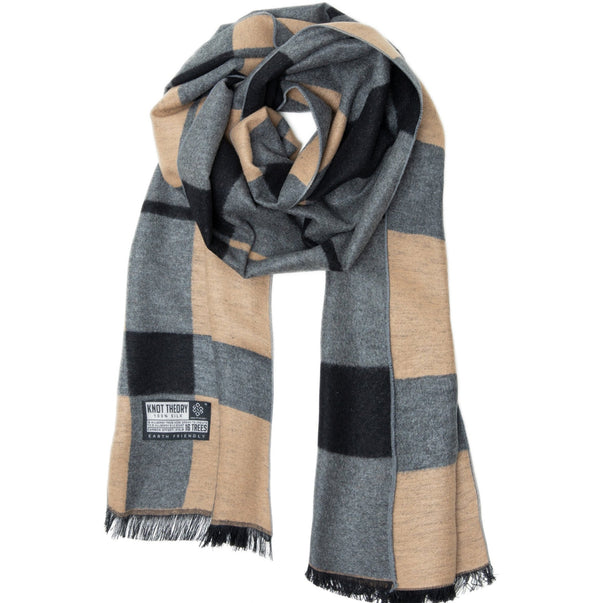 Camel Tartan Scarf - Softer than Cashmere 100% Silk - Knot Theory