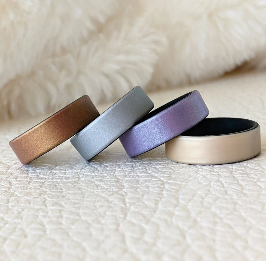 Knot Theory Ocean Waves Silicone Ring - Dual Layer Engraved Rubber Wedding Band Size 7