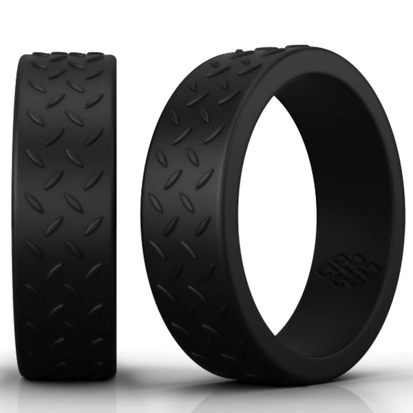 Checkerplate Black Silicone Ring For Men - Knot Theory