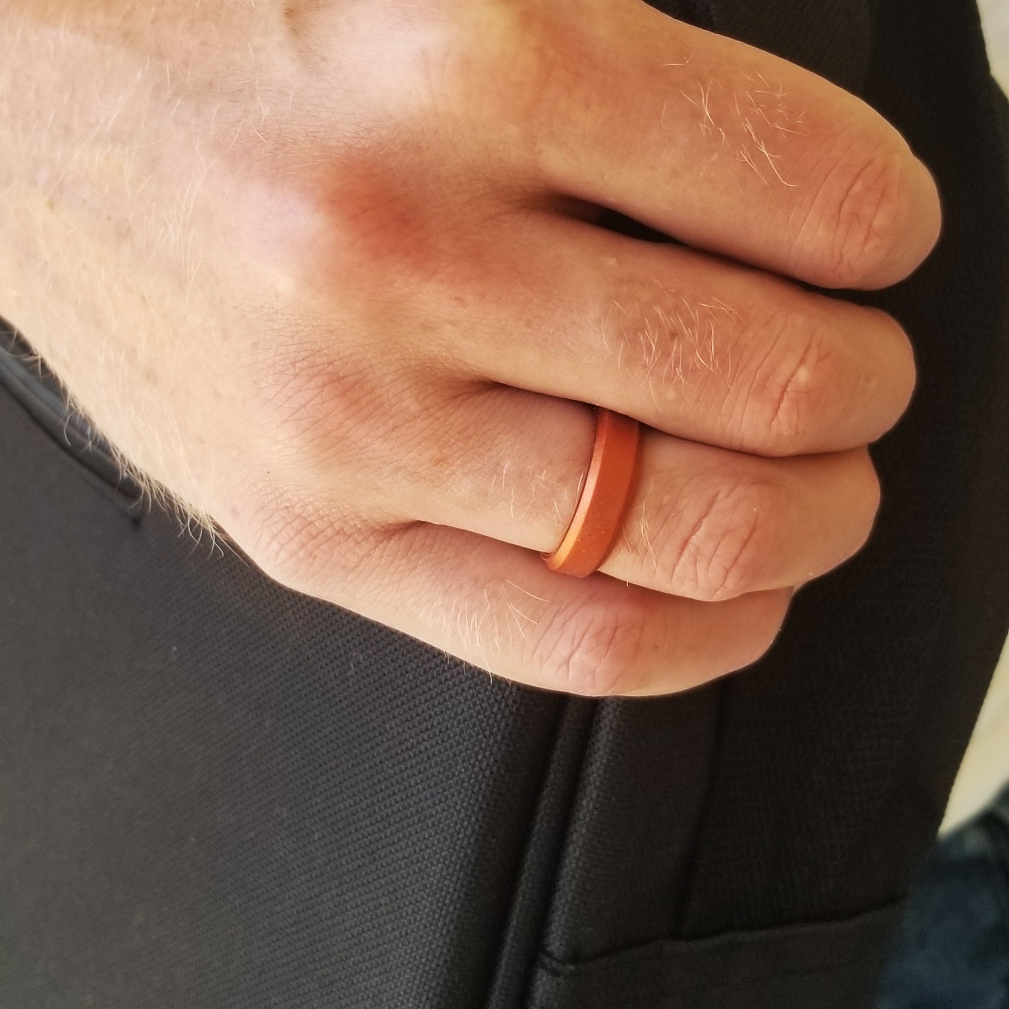 Copper Bevel Edge Breathable Silicone Ring for Men - Knot Theory