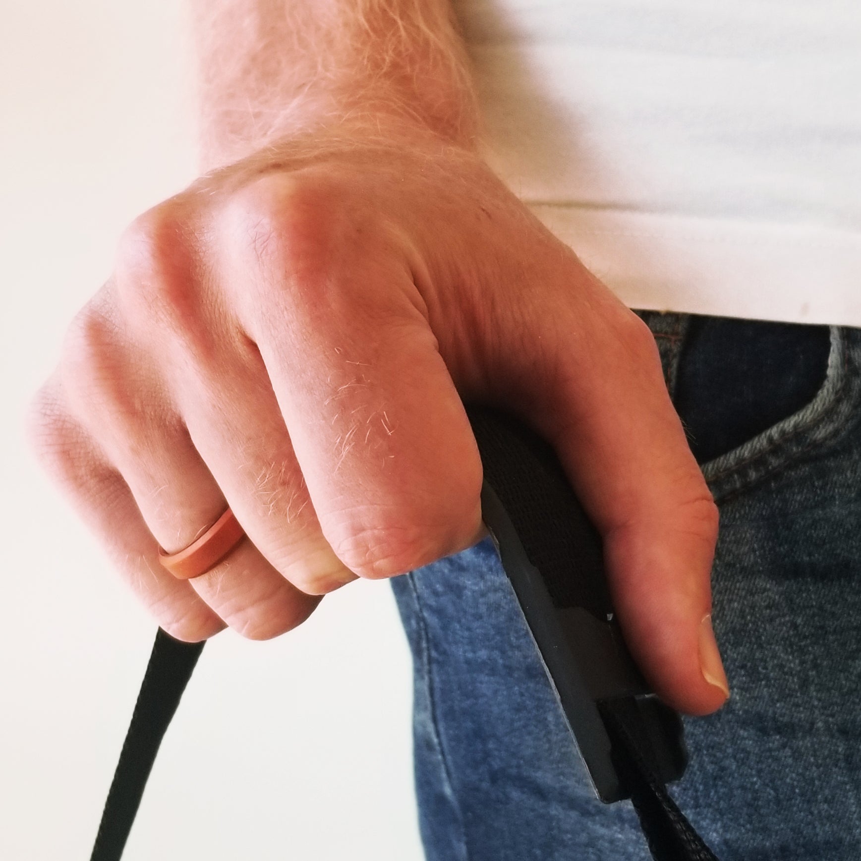 Copper Bevel Edge Breathable Silicone Ring for Men - Knot Theory