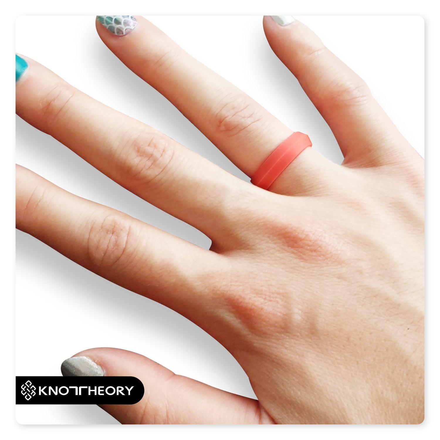 Coral Pink Orange K-Edge Silicone Ring For Women - Knot Theory