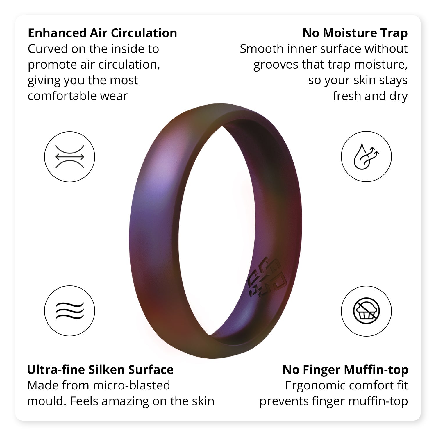 Cosmic Purple Breathable Silicone Ring for Women and Men - Knot Theory