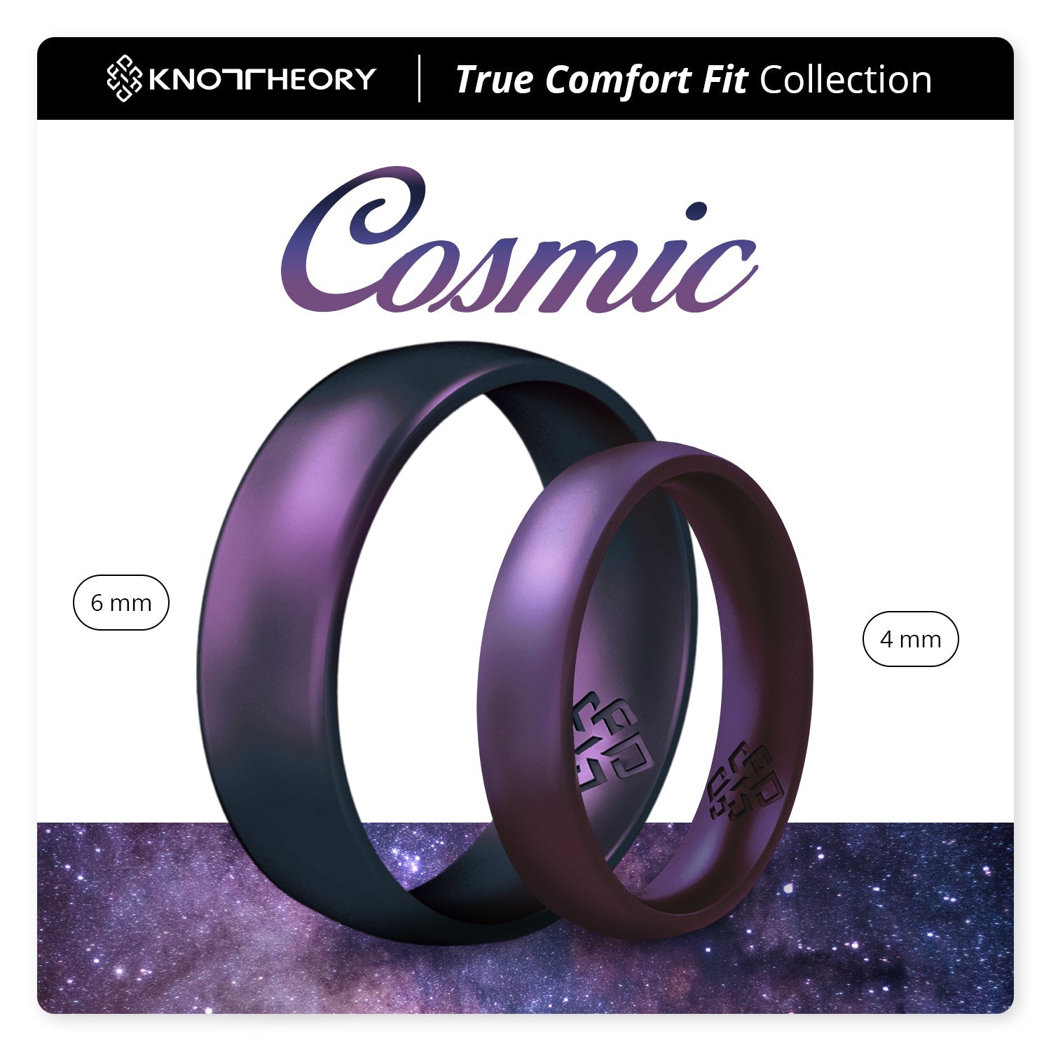 Cosmic Purple Breathable Silicone Ring for Women and Men - Knot Theory